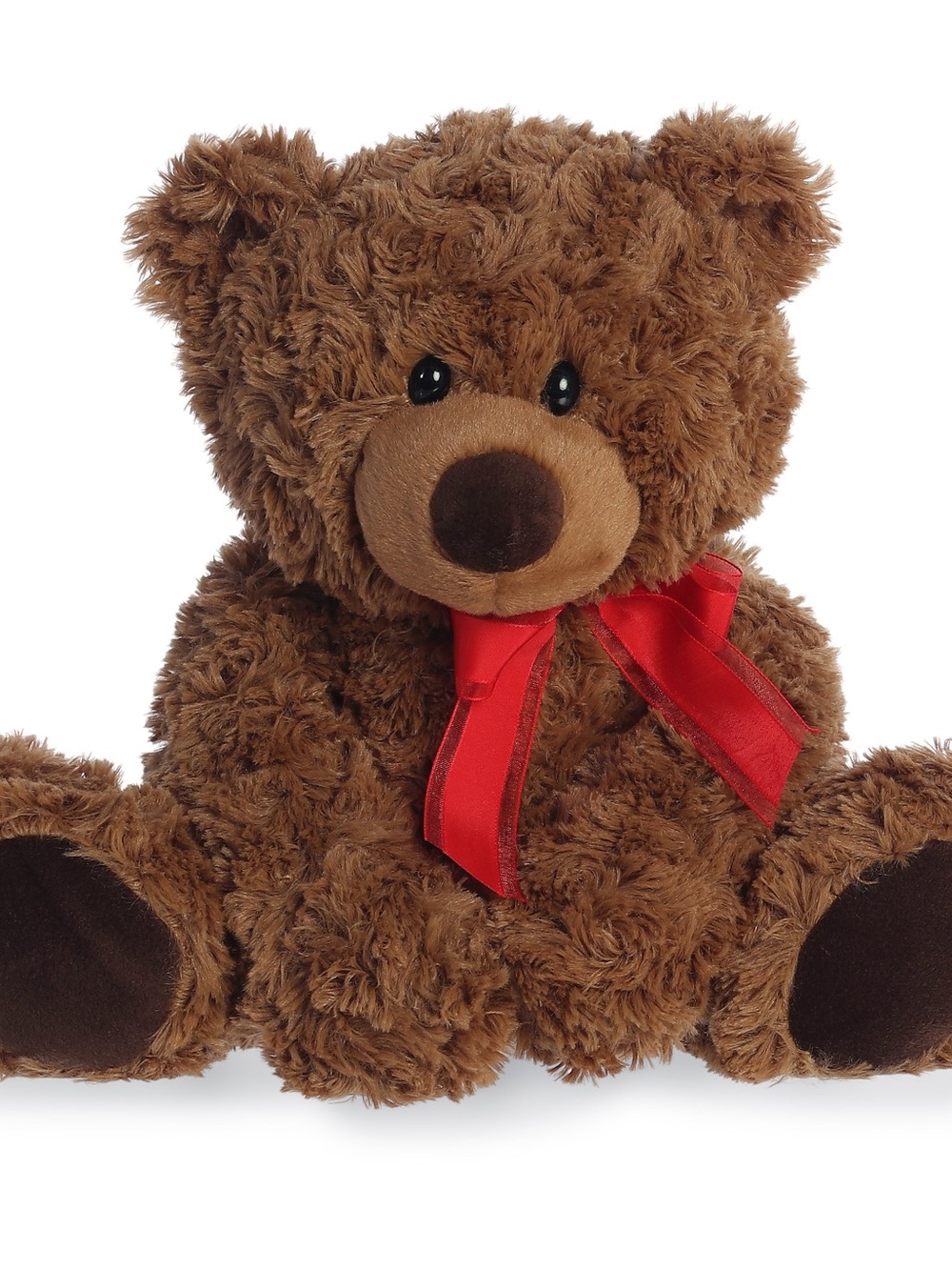 NWT AURORA WORLD Coco Bear 13” Brown Cute Teddy Bear Plush Red Ribbon Bow #09839